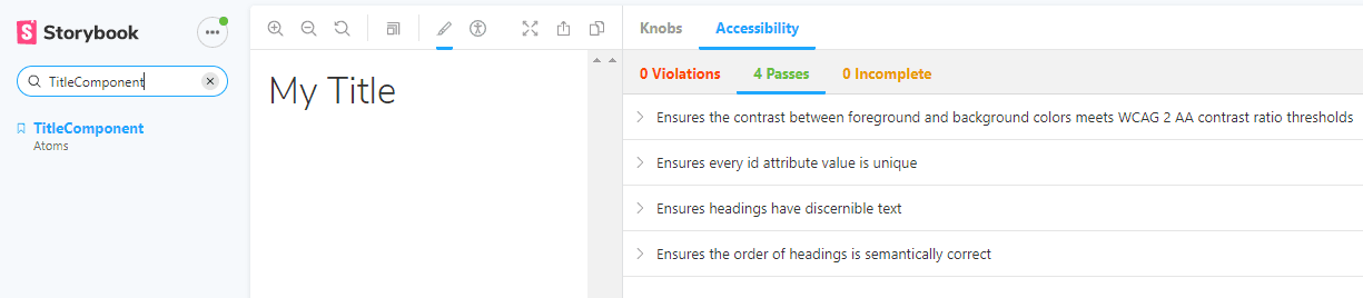 Storybook accessibility add-on